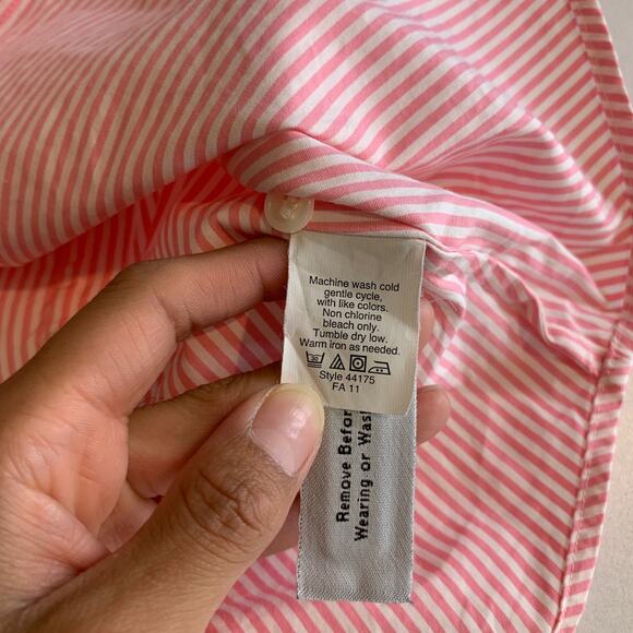 J Crew Haberdashery Shirt Women XS Extra Small Multi Stretch Striped Oxford - Picture 8 of 10